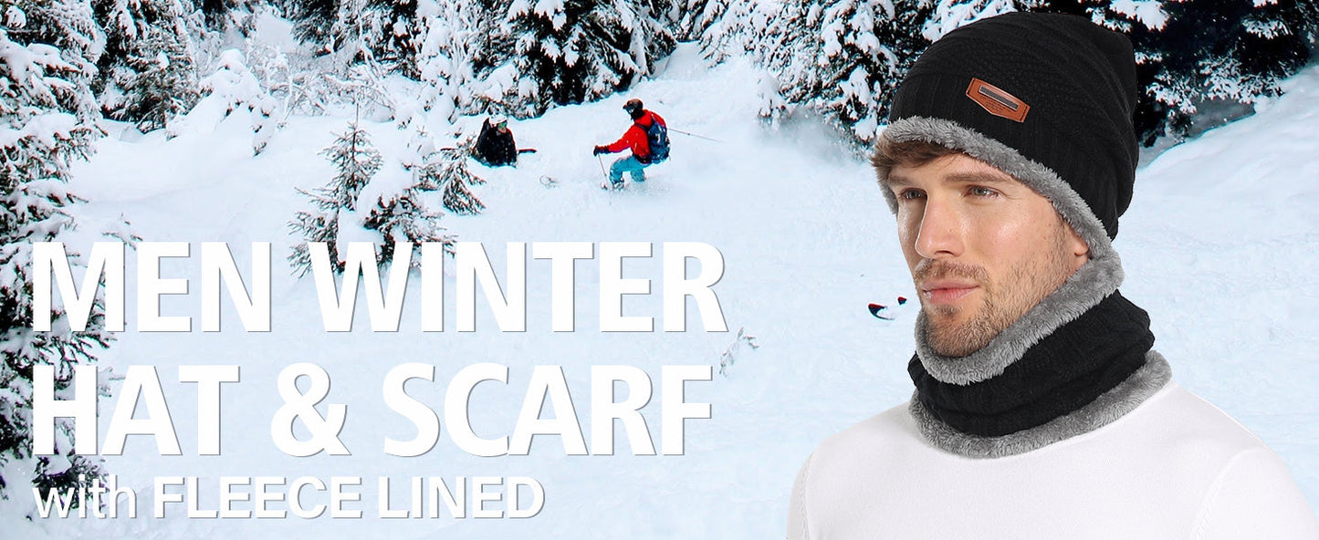 Mens Hat Hooded Neck Warmer Winter Masked Cap - Black/Grey