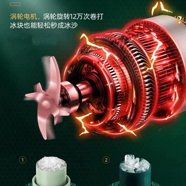 Letzchase 500ML Wireless Juicer Cup Portable Juice Blender Mini Ice Crusher