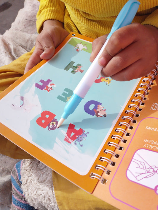 Magic Water Book, Water Drawing Book, Reusable Doddle Book with Pen for Kids