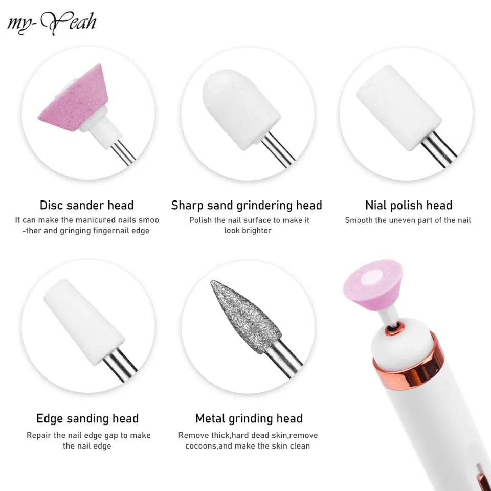 Myyeah Nail Art Drill Machine White and Lightpink 2W， Rosegold-5W, USB Electric