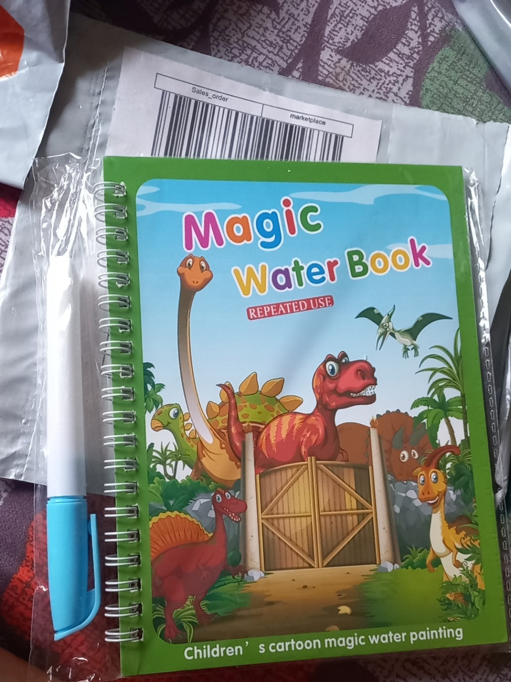 Magic Water Book, Water Drawing Book, Reusable Doddle Book with Pen for Kids