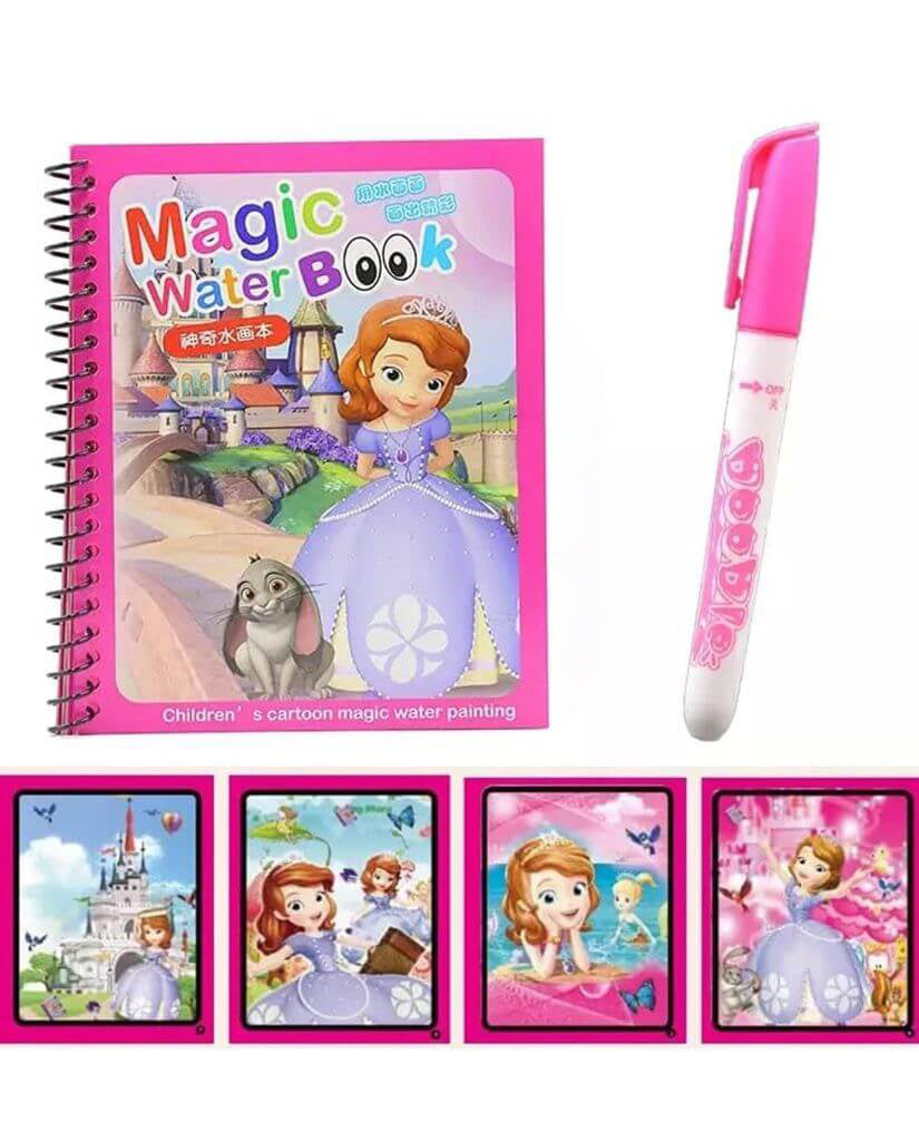 Magic Water Book, Water Drawing Book, Reusable Doddle Book with Pen for Kids