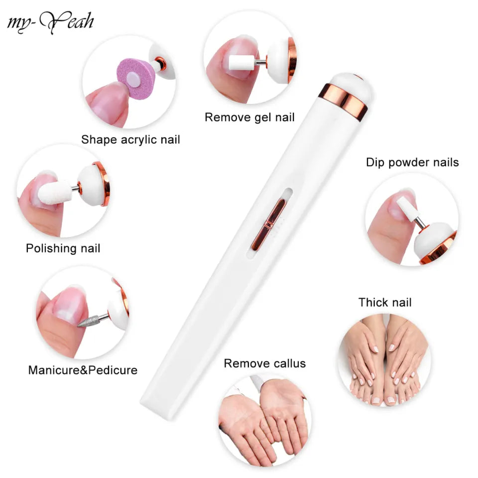 Myyeah Nail Art Drill Machine White and Lightpink 2W， Rosegold-5W, USB Electric
